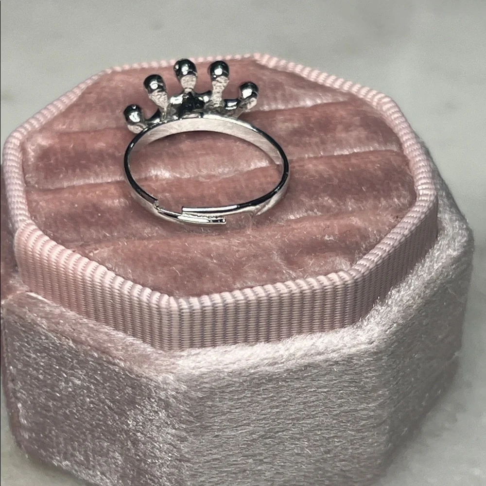 Artisan Pink and Silver Princess Crown Ring